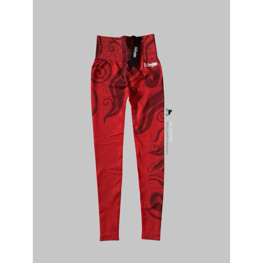 Civil Regime Red Chaos Kelly Seamless Scrunch Leggings Women’s Size X-Small NWT